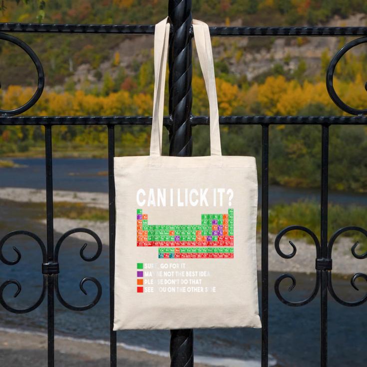 Can I Lick It Periodic Table Science Teacher Boy And Girls Canvas Tote Bag, Science Teacher Gifts, funny design