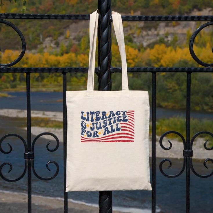 Literacy Justice For All Teacher Canvas Tote Bag, funny design Literacy Justice For All Teacher Canvas Tote Bag, funny design