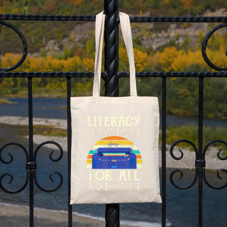 Literacy For All Visually Impaired Braille Teacher The Blind Canvas Tote Bag, funny design Literacy For All Visually Impaired Braille Teacher The Blind Canvas Tote Bag, funny design