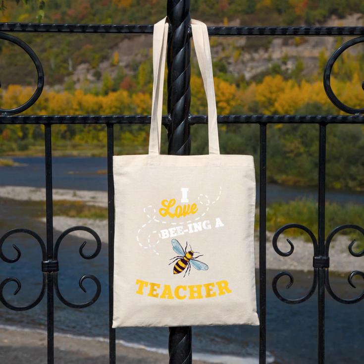 I Love Bee-Ing A Teacher Honey Bee Job Profession Canvas Tote Bag, funny design