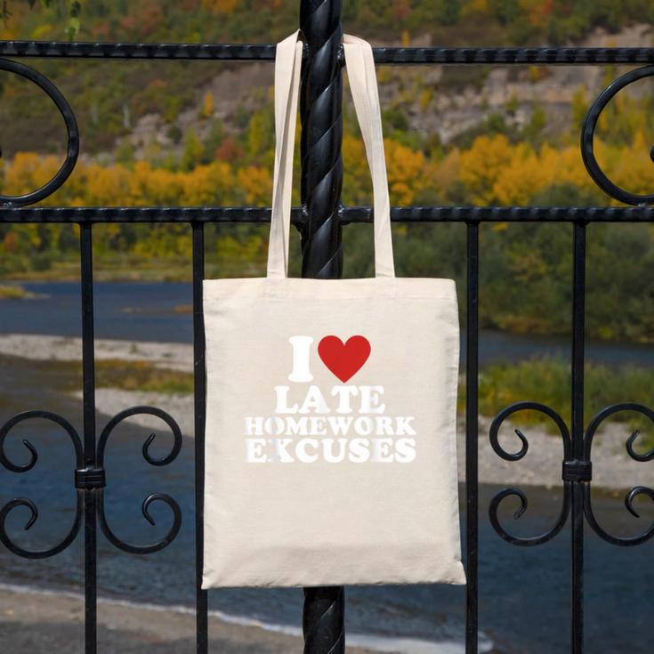 I Love Late Homework Excuses Sarcastic Teacher Lie For Men Women Canvas Tote Bag, funny design I Love Late Homework Excuses Sarcastic Teacher Lie For Men Women Canvas Tote Bag, funny design
