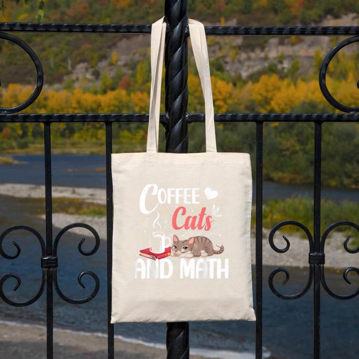 I Love Math Cats And Coffee Heart Mathematics Teacher Canvas Tote Bag, funny design