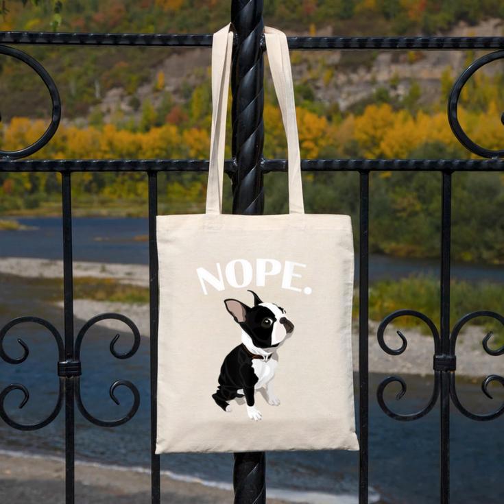 Love NOPE Boston Terrier Dog Lover Canvas Tote Bag, funny design