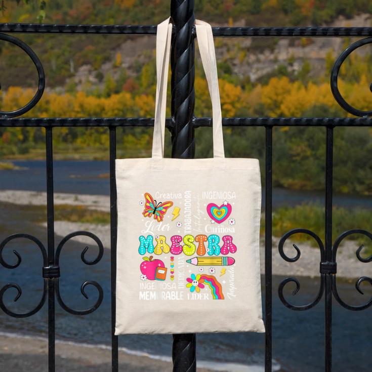 Maestra Spanish Teacher Back To School Maestra De Espanol Canvas Tote Bag, funny design Maestra Spanish Teacher Back To School Maestra De Espanol Canvas Tote Bag, funny design