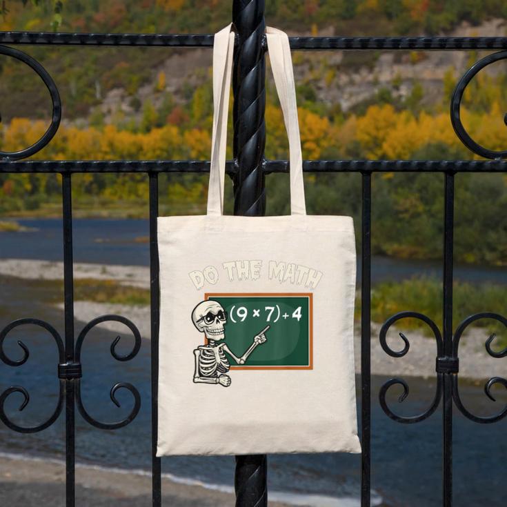 Do The Math 67 Meme Joke Halloween Skeleton Math Teacher Canvas Tote Bag, funny design