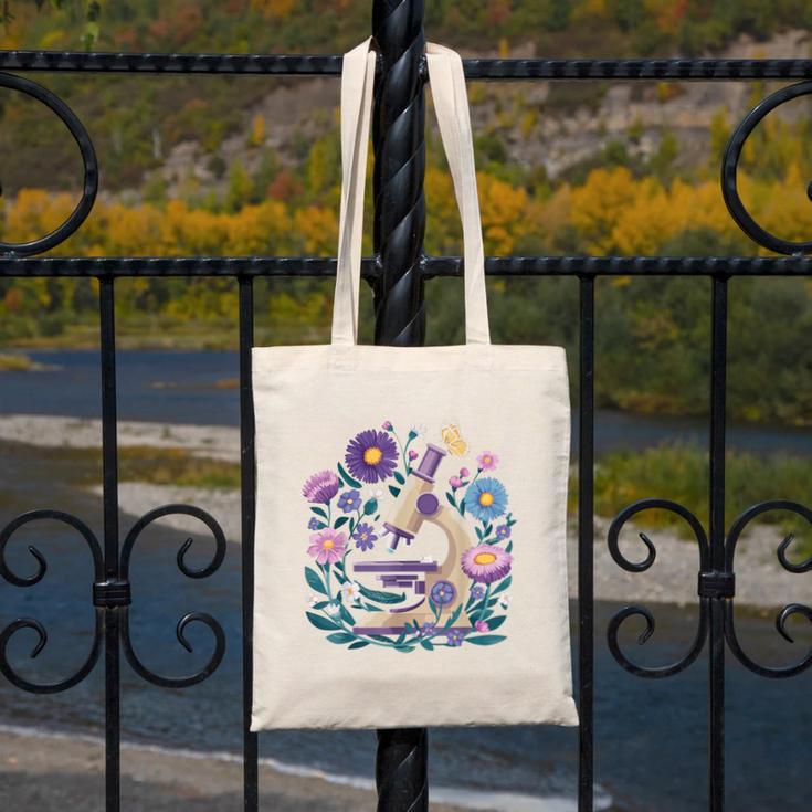 Microscope Flower Butterfly Biology Science Teacher Student Canvas Tote Bag, Science Teacher Gifts, funny design Microscope Flower Butterfly Biology Science Teacher Student Canvas Tote Bag, Science Teacher Gifts, funny design
