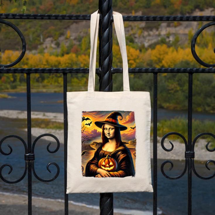 Mona Lisa Pumpkin Halloween Art Teacher Witchy Women Kids Canvas Tote Bag, funny design Mona Lisa Pumpkin Halloween Art Teacher Witchy Women Kids Canvas Tote Bag, funny design
