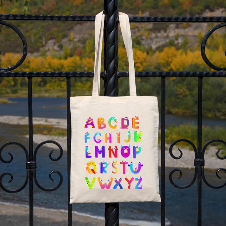 Monster ABC Cute Alphabet Halloween Teacher Costume Kids Canvas Tote Bag, funny design