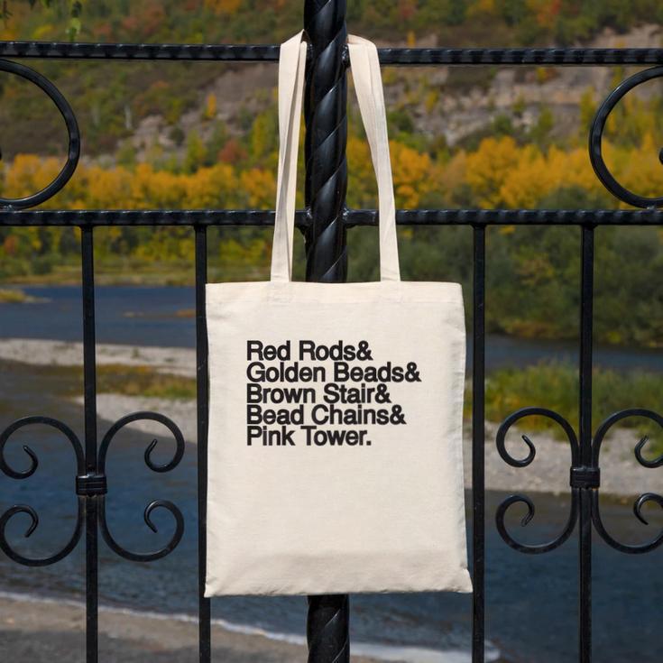 Montessori Helvetica Education Teacher Canvas Tote Bag, funny design