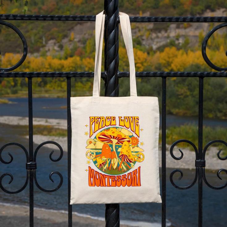 Montessori School Montessori Teacher Peace Love Montessori For Men Women Canvas Tote Bag, funny design