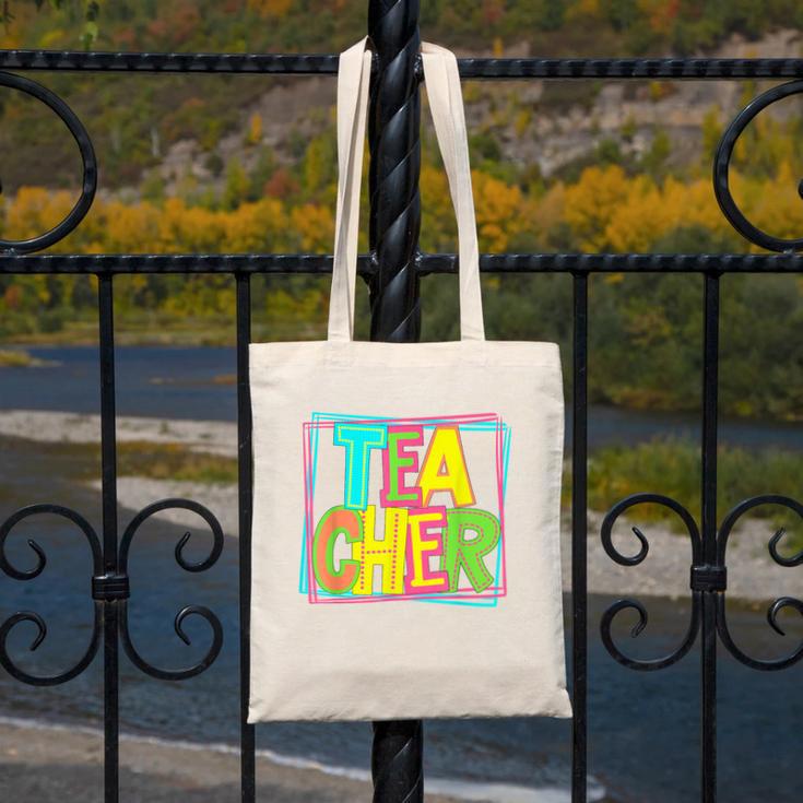 Neon Retro Teacher Cute Teacher Team New Teacher Back To Sch Canvas Tote Bag, funny design Neon Retro Teacher Cute Teacher Team New Teacher Back To Sch Canvas Tote Bag, funny design
