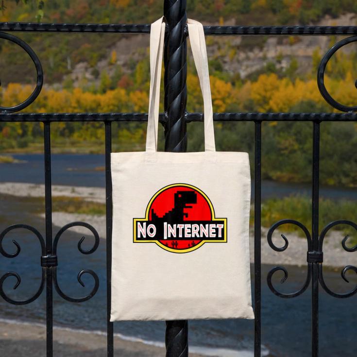 Nerdy No Internet Dinosaur Computer Science Teacher Canvas Tote Bag, Internet Gifts, Science Teacher Gifts, funny design
