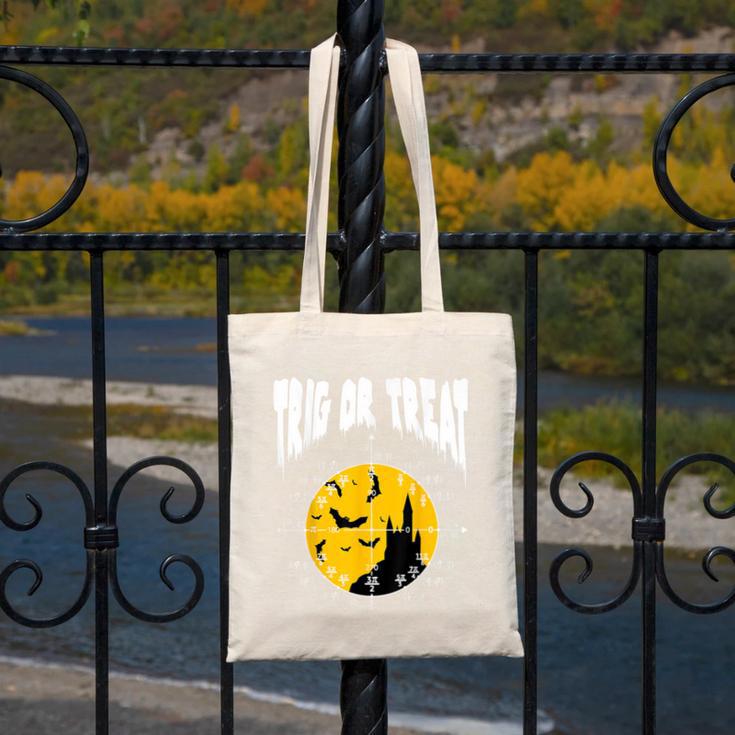 Nerdy Trig Or Treat Halloween Costume Math Teacher Canvas Tote Bag, funny design