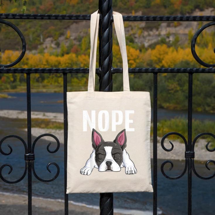 Nope Boston Terrier Puppy Dog Bostie Lover Men Women Girls Kids Canvas Tote Bag, funny design
