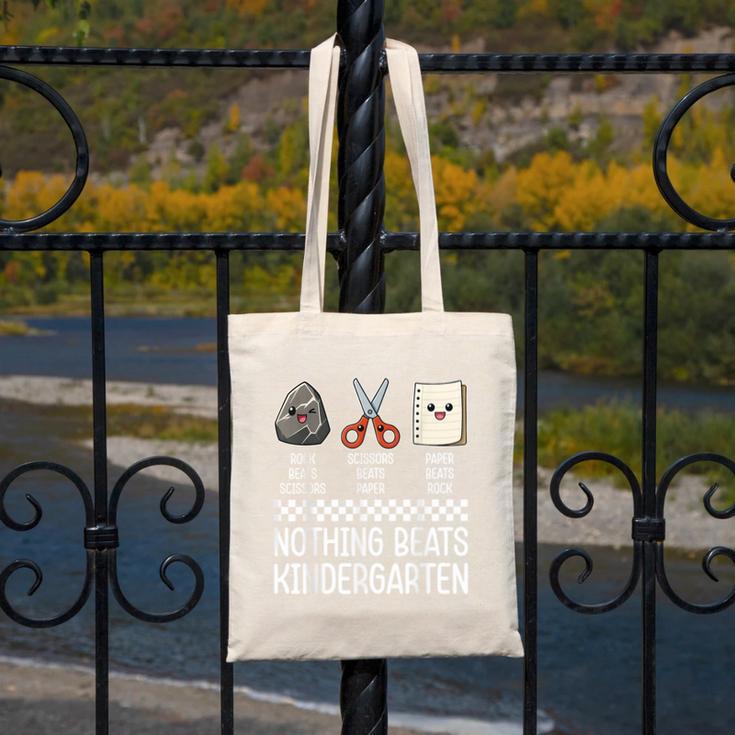 Nothing Beats Kindergarten Back To School Kids Teacher Canvas Tote Bag, funny design
