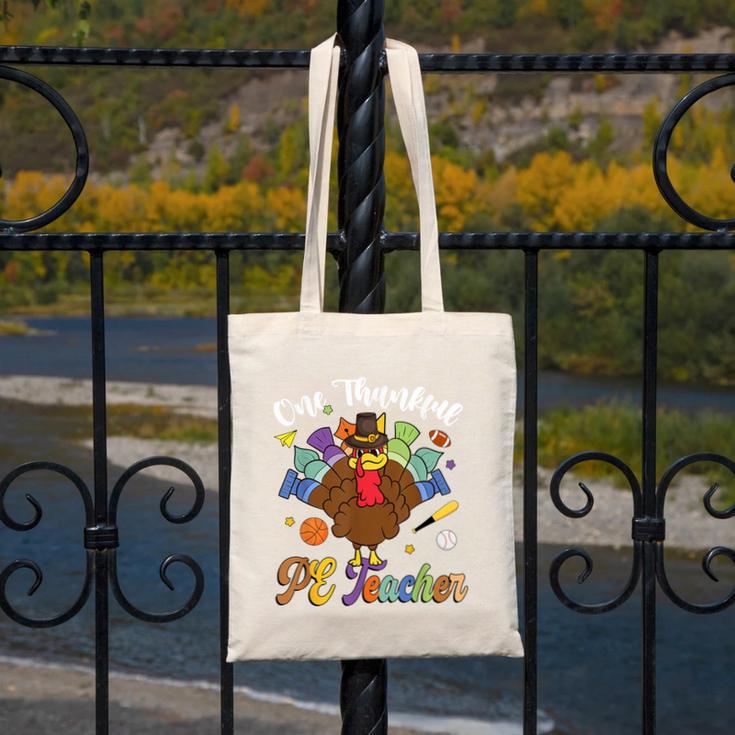 One Thankful PE Teacher Turkey Thanksgiving -Adults & Kids Classic Fit Polyester 100 Short Sleeve Canvas Tote Bag, Pe Teacher Gifts, funny design