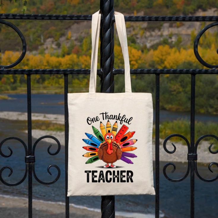One Thankful Teacher Thanksgiving TurkeyCute Pencil Canvas Tote Bag, funny design