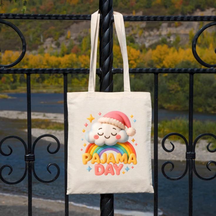 Pajama Day School Spirit Week Sleepy Cloud Teacher Student Canvas Tote Bag, funny design