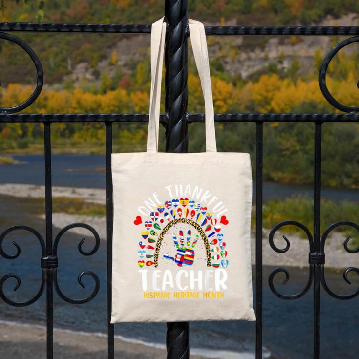 Hispanic Heritage Month One Thankful Teacher Rainbow Canvas Tote Bag, funny design Hispanic Heritage Month One Thankful Teacher Rainbow Canvas Tote Bag, funny design