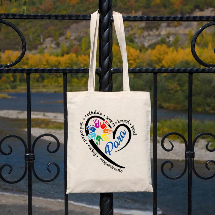 Para Heart Teacher Paraprofessional Paraeducator Men Women Canvas Tote Bag, funny design