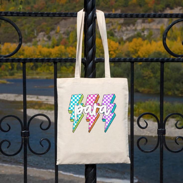 Para Squad Paraprofessional Teacher Lightning Bolt Canvas Tote Bag, funny design