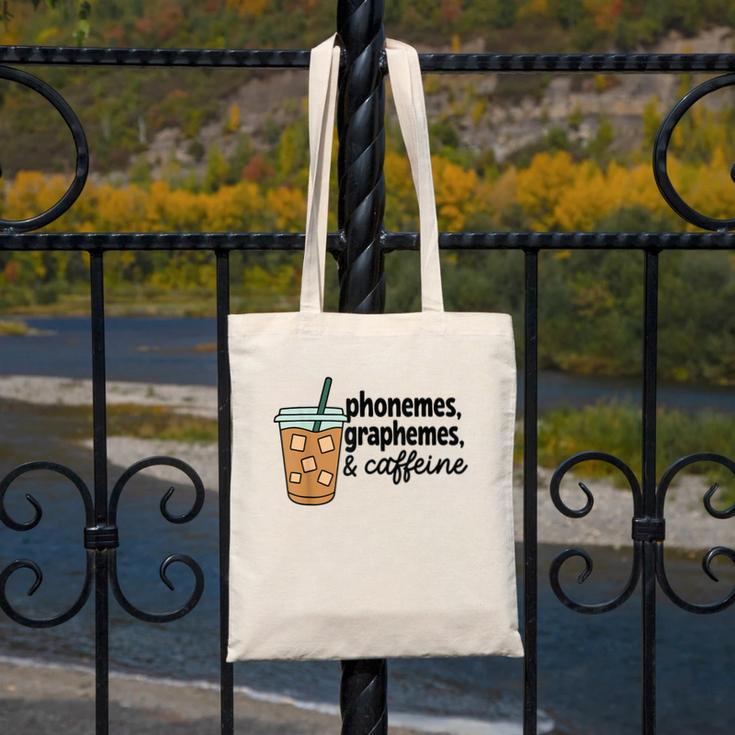 Phonemes Graphemes And Caffeine Coffee Teacher Appreciation Canvas Tote Bag, funny design Phonemes Graphemes And Caffeine Coffee Teacher Appreciation Canvas Tote Bag, funny design