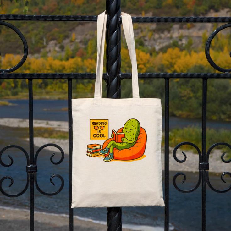 Pickle Reading Books Bookworm Teacher Librarian Kids Retro Canvas Tote Bag, funny design Pickle Reading Books Bookworm Teacher Librarian Kids Retro Canvas Tote Bag, funny design