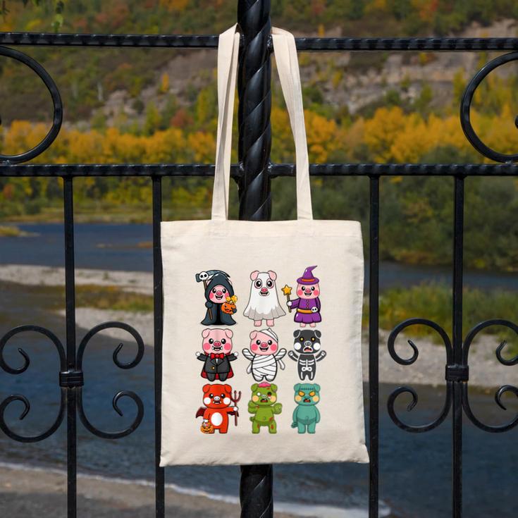 Pig Spooky Ghost Witch Boo-Jee Horror Pumpkin Pig Halloween Canvas Tote Bag, funny design