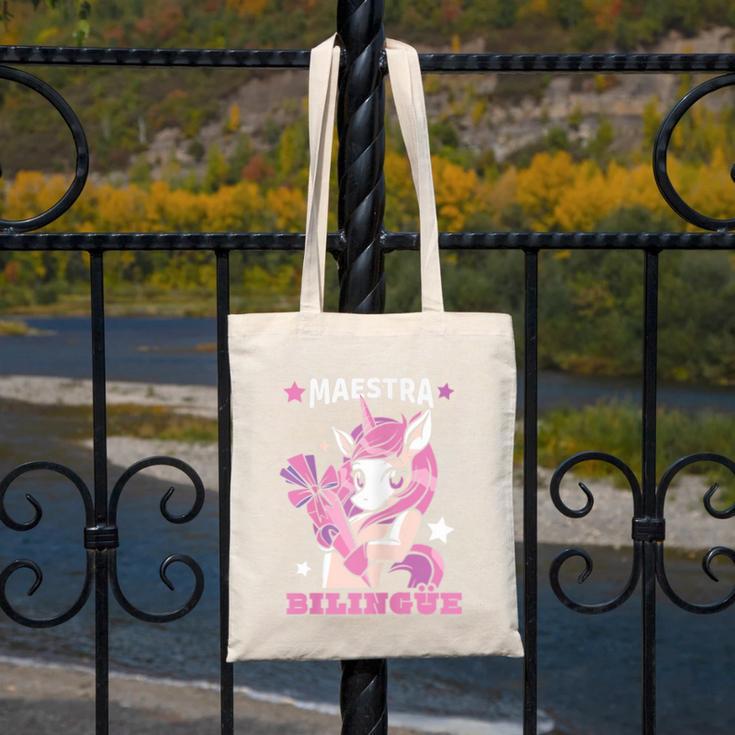 Pink Unicorn Spanish Teacher Regalos Para Bilingue Teacher Canvas Tote Bag, funny design