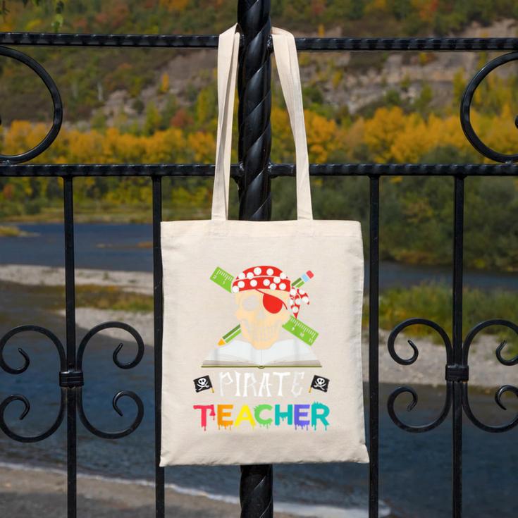 Pirate Teacher Halloween Skull Adult Canvas Tote Bag, funny design Pirate Teacher Halloween Skull Adult Canvas Tote Bag, funny design