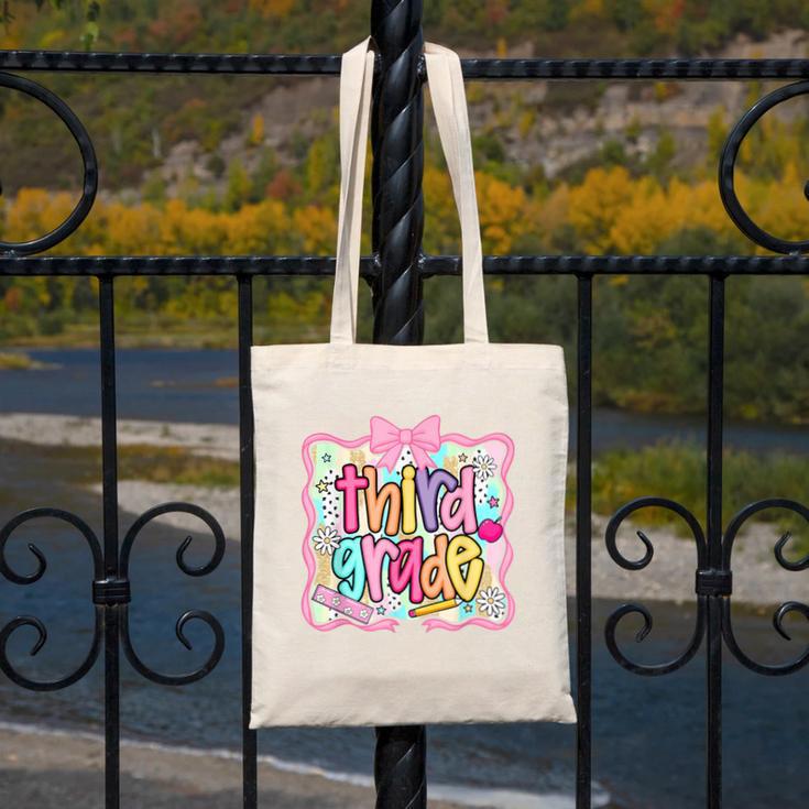 Preppy Third Grade Back To School Teacher Girl Kid Canvas Tote Bag, funny design