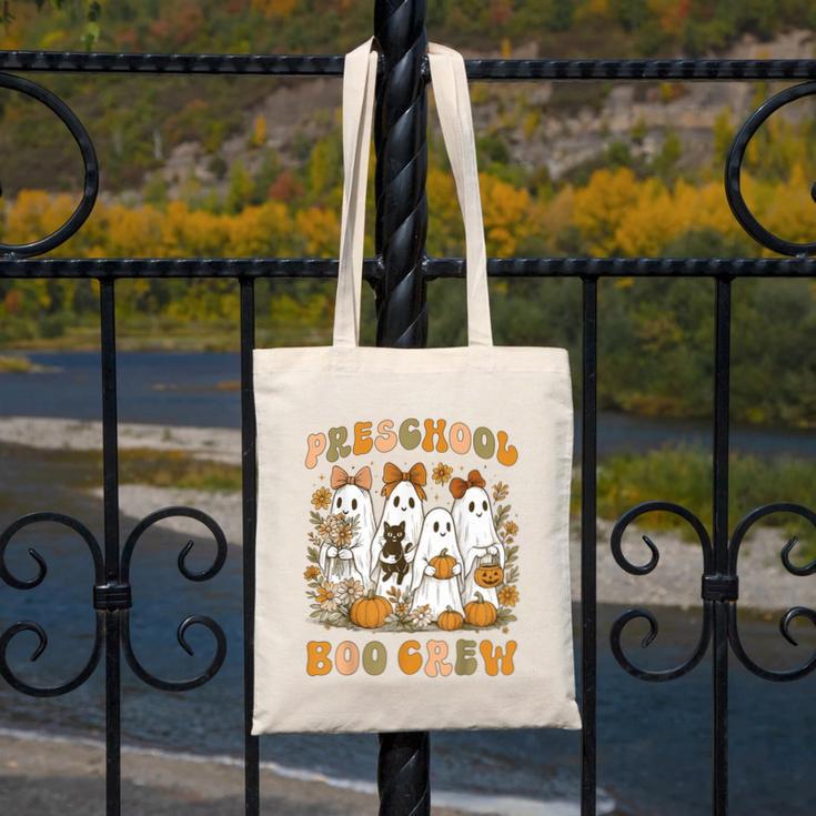 Preschool Boo Crew Teacher Kids Halloween Ghost Cat Pumpkin Canvas Tote Bag, funny design Preschool Boo Crew Teacher Kids Halloween Ghost Cat Pumpkin Canvas Tote Bag, funny design