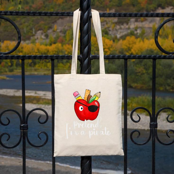 Pretend I'm A Pirate Teacher Apple Talk Like A Pirate Day Men Women Kids Canvas Tote Bag, funny design