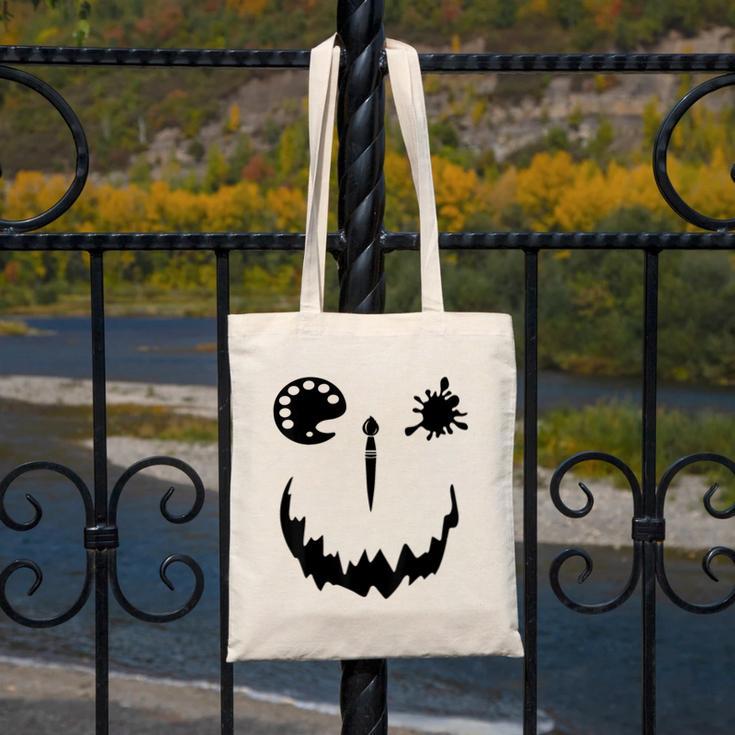 Pumpkin Artist Halloween Art Teacher Canvas Tote Bag, funny design