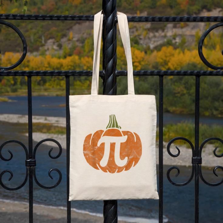 Pumpkin Pi Math Teacher Halloween Thanksgiving Day Costume Men Women Kids Canvas Tote Bag, funny design
