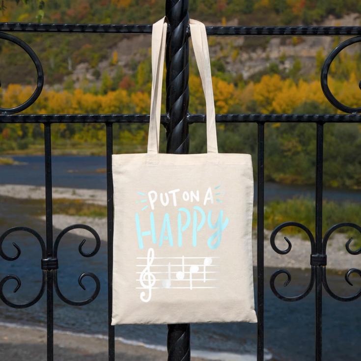Put On A Happy Face Music Music Teacher Canvas Tote Bag, funny design Put On A Happy Face Music Music Teacher Canvas Tote Bag, funny design