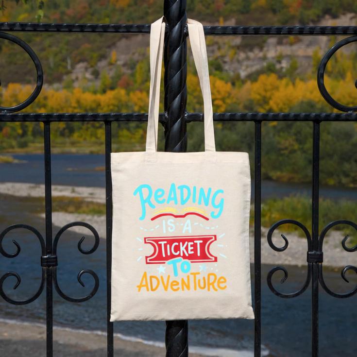 Reading Adventure Library Student Teacher Book Canvas Tote Bag, funny design