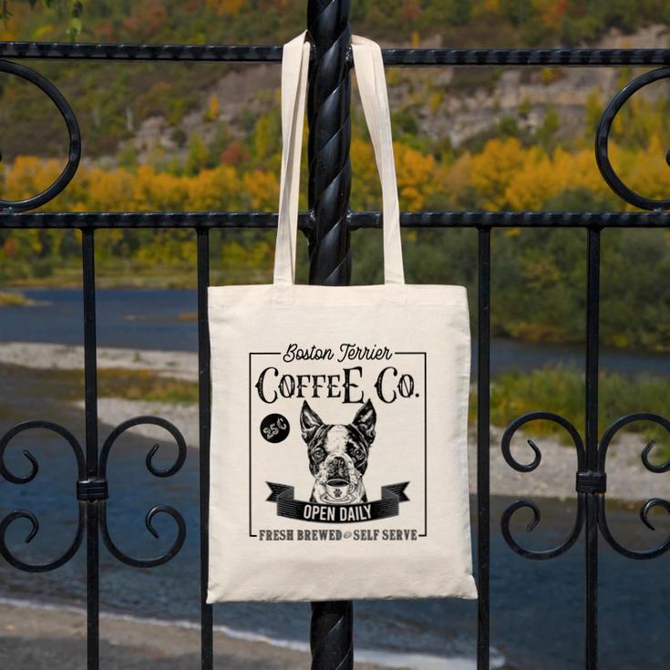 Retro Boston Terrier Coffee Dog Mom Coffee Lover Canvas Tote Bag, Couple Gifts, Mom Gifts, Boston Terrier Mom Gifts, funny design