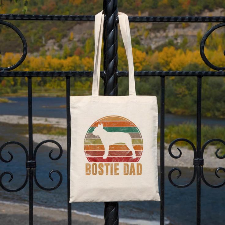 Retro Boston Terrier Dad Dog Owner Pet Bostie Father Canvas Tote Bag, Couple Gifts, Boston Terrier Dad Gifts, funny design