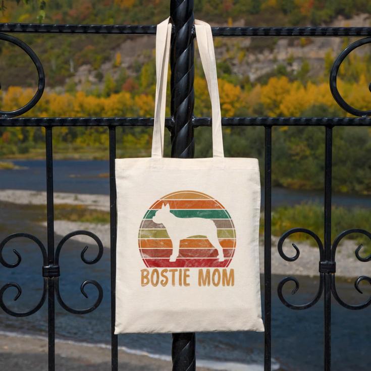 Retro Boston Terrier Mom Dog Mother Pet Bostie Mama Canvas Tote Bag, Couple Gifts, Mom Gifts, Boston Terrier Mom Gifts, funny design