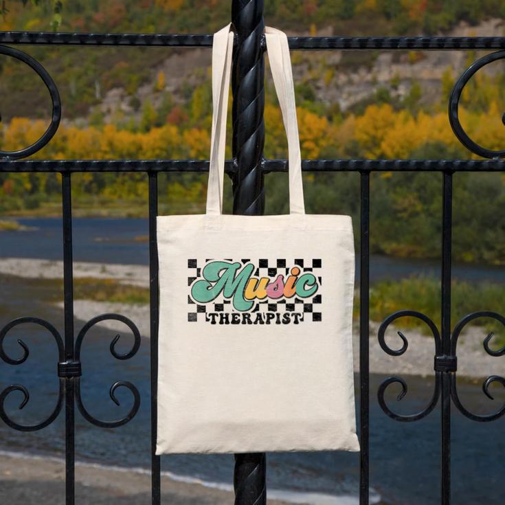 Retro Checkered Music Therapist Squad Music Therapy Teacher For Men Women Canvas Tote Bag, funny design Retro Checkered Music Therapist Squad Music Therapy Teacher For Men Women Canvas Tote Bag, funny design