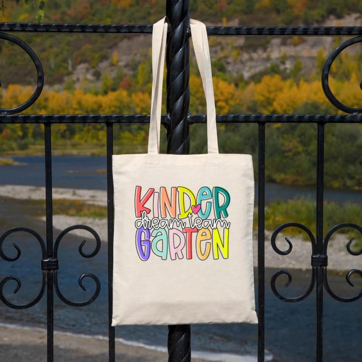 Retro Kindergarten Dream Team Back To School Teacher Kids Canvas Tote Bag, funny design Retro Kindergarten Dream Team Back To School Teacher Kids Canvas Tote Bag, funny design