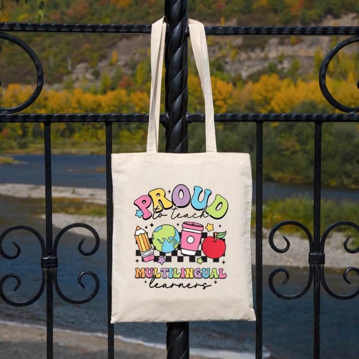 Retro Proud To Teach Multilingual Learners English Teacher Canvas Tote Bag, English Teacher Gifts, funny design Retro Proud To Teach Multilingual Learners English Teacher Canvas Tote Bag, English Teacher Gifts, funny design