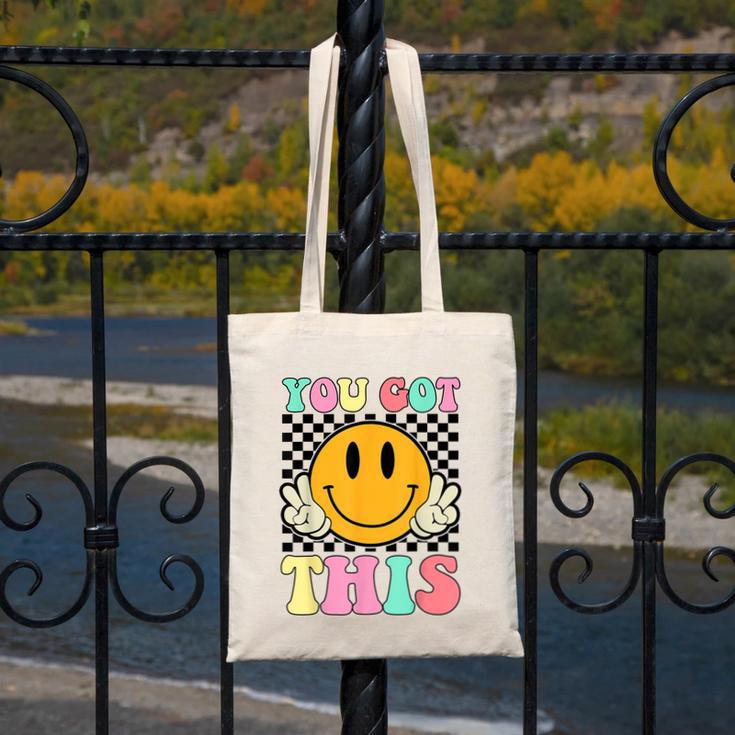 You Got This Retro Smile Motivational Testing Day Teacher Canvas Tote Bag, funny design