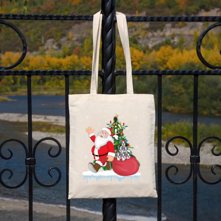 Santa Ugly Christmas Tree Lights Boston Terrier Dog Lover Canvas Tote Bag, Boston Terrier Christmas Gifts, funny design