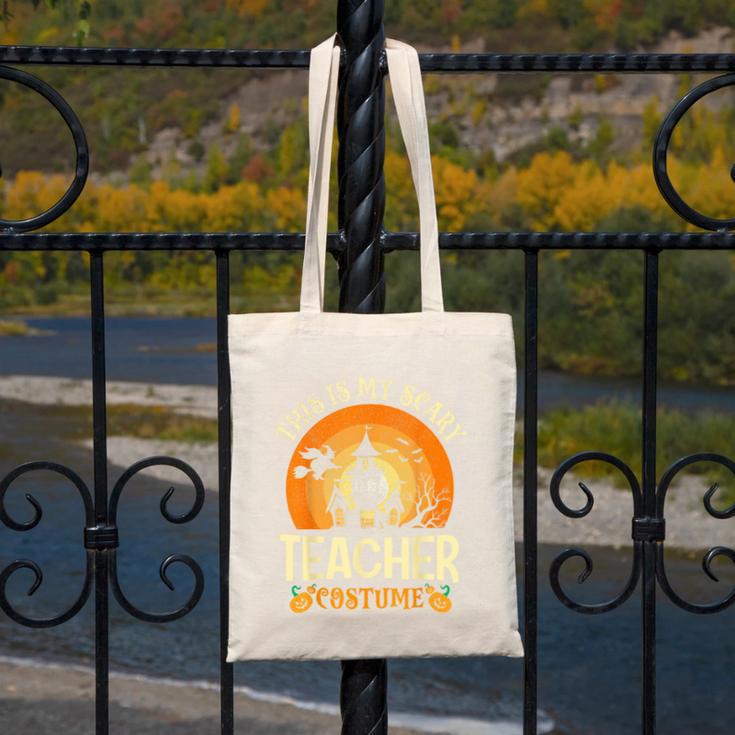 This Is My Scary Teacher Costume Halloween Canvas Tote Bag, funny design