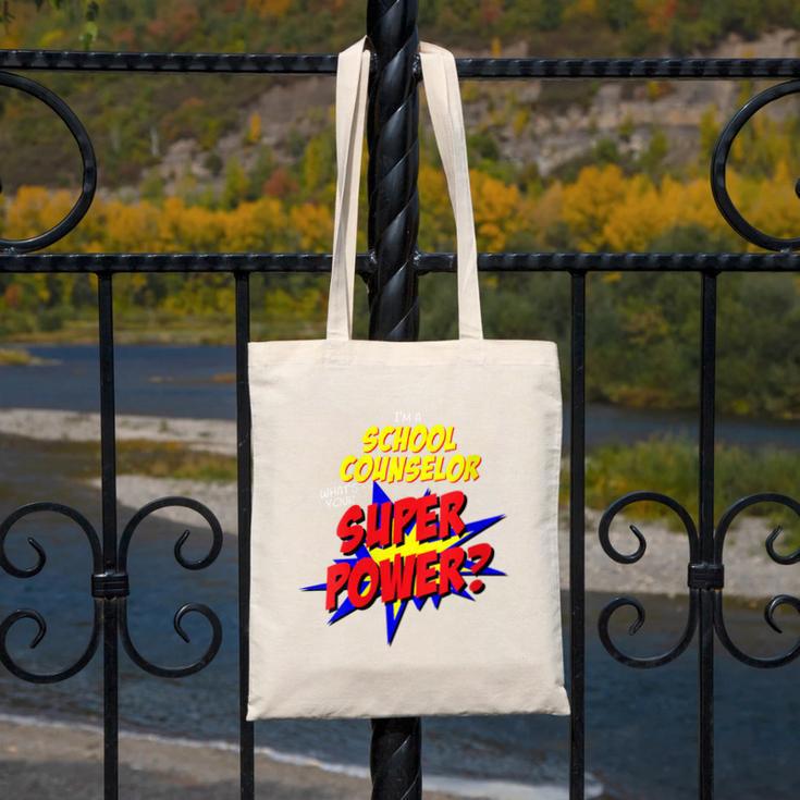School Counselor Teacher Superhero Superpower Comic Book Canvas Tote Bag, funny design