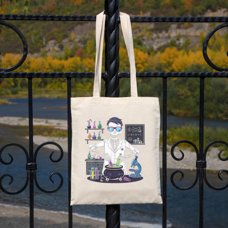 Science Teacher Halloween Skeleton Scientist Chemistry Canvas Tote Bag, Science Teacher Gifts, funny design Science Teacher Halloween Skeleton Scientist Chemistry Canvas Tote Bag, Science Teacher Gifts, funny design