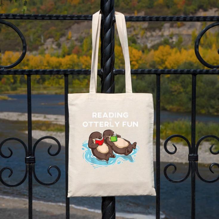 Sea Otter Book Reading Shirt For Bookworm Teachers Canvas Tote Bag, funny design