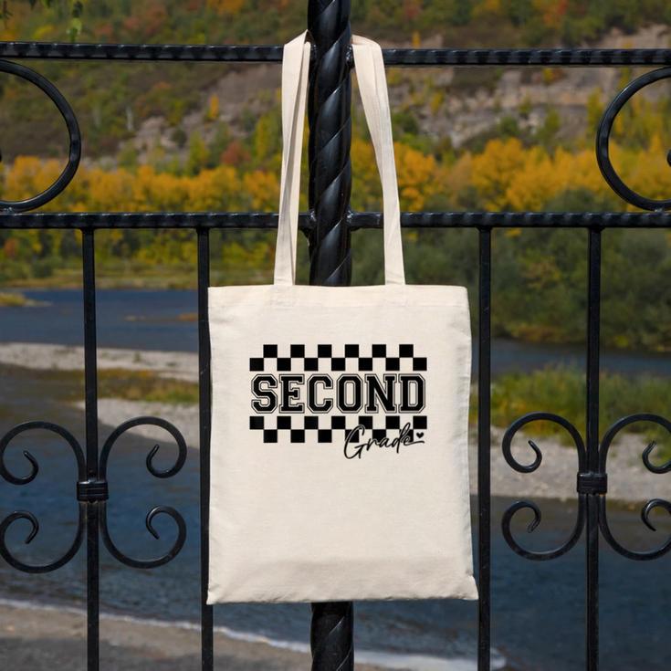 Second Grade Checkered Teacher 1st Day Back To School Women Canvas Tote Bag, funny design